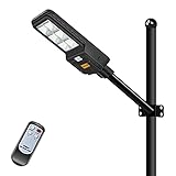 LEDMO 300W Farola Solar LED para Exteriores con Panel Solar, Farola Solar de 300W 6500K con Sensor de Movimiento Crepuscular y de Radar,396 LEDs, 22000 mAh, control remoto,Impermeable IP65