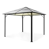 blumfeldt Pantheon Sky Ambient Pérgola de Jardín, Carpa 3x3m, Techo Policarbonato, Cenador Marco Aluminio Negro, Resistente al Agua, Pergolas de Jardin, Carpas para Exteriores, Cristal Transparente