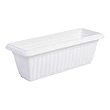 Iris Ohyama, Maceta, jardinera delgada con sistema de drenaje/reserva de agua, para la jardinería - Slim Planter Relief500 - Blanco