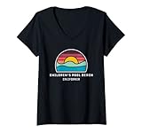 Mujer Piscina infantil California Cool Minimalist Ocean Wave Camiseta Cuello V