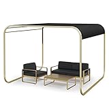 blumfeldt Pergola con Techo y Laterales Retráctiles, Pergolas de Jardin Metálica de Acero Inoxidable, para Bañera Hidromasaje, Barbacoa, Patio, Carpa Impermeable para Bar, Cenadores para Jardin