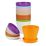 Bramble - 10 Macetas Pequeñas Color Pastel con Agujeros de Drenaje, Bandejas de Goteo - 10 cm