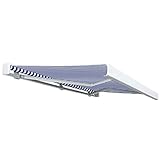 Ksodgun Toldo de Carrete motorizado eléctrico para Exteriores, Toldo de Carrete motorizado terraza, Jardin, Balcon Protectora Solar Azul y Blanco 350x250 cm-con Soporte de Pared estándar