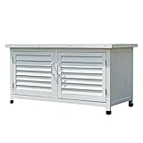 Baúl de Almacenaje de Madera Maciza para Jardín, Arcón Exterior con con Puerta Doble,1100x550x575mm Impermeable y Protector Solar,para Jardín,Terraza o Balcón