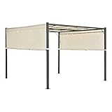 [en.casa] Pabellón con LED Cenador de Patio Fortaleza 400 x 300 cm Pérgola Carpa para Jardín Gazebo Toldo Vela de Sombra Cámping Protección Exterior Color Crema