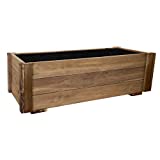 PLANTAWA Jardinera de Cultivo Rectangular 90 x 40 x 30 cm, Maceteros de Madera para Plantas, Macetero Grande con Tela geotextil para Exterior, Jardín Balcón o Terraza Huerto Urbano