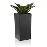 DECORAS Maceta Torre 80 de Plástico - Antracita Mate - 40x40x80 cm - Resistente a Las Heladas y a los Rayos UV (8 años de garantía) - Jardinera de Plástico