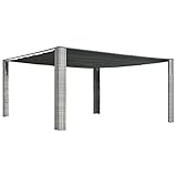 Gecheer Cenador con Techo Pérgola de Jardín Cenador de Jardín con Techo Retráctil para Jardín Patio Terraza Ratán Sintético 400x400x200 cm Gris y Antracita