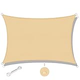 SUNNY GUARD Toldo Vela de Sombra Rectangular 3x4m Impermeable a Prueba de Viento protección UV para Patio, Exteriores, Jardín, Color Arena
