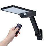 Foco Solar Exterior, COLBOR Farolas Solares LED Pared Jardín con Sensor de Movimiento con 3 Modos Ajustables IP65 Farolas Potente Impermeable con Control Remoto, Foco-Solar-Exterior-Farola-Luz