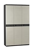 Titanium plastiken Armario Alta 3 Puertas con étageres y penderie- L105 xp44 X H176 cm-Beige y Noir-intérieur y Exterior