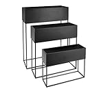 Soporte de metal para flores en negro, juego de 3 unidades, jardinera de metal, jardinera para plantas, jardinera de hierbas