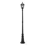 Konstsmide Firenze 7233-750 - Farola (25 x 25 x 220 cm, 1 bombilla de 100 W, IP43, aluminio lacado), color negro mate