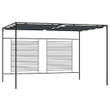 Festnight Pérgola de Jardín 400x300x233 cm, Cenador con Techo Retráctil, Pérgola con Toldo para Patio Terraza, Cenador de Metal y Tela Resistente al Agua y a UV, Gris Antracita