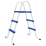 vidaXL Escalera para Piscina Acero Azul y Blanco 84 cm