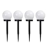 CINY Luz Solar Para Jardín Luces Solares Para Camino, Bola Redonda LED, Iluminación Para Exteriores, Luz De Estaca Lámpara Para Jardín, Valla De Flores, Césped, Patio (Blanco Frío, Paquete de 4)