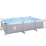 Jilong Marco de Acero Rectangular XL Familien Piscina 3 x 2 m, Marco de Acero, para jardín, Piscina, Piscina Infantil, Gris 169 6920388653169
