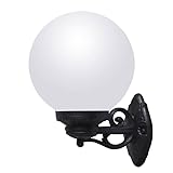 B·LED BARCELONA LED Fumagalli Aplique de Pared Farol Globo Exterior IP55 Resina Negra con Difusor Opal Estilo Rustico Clásico con Casquillo E27 para Terraza Puerta Jardín Balcón