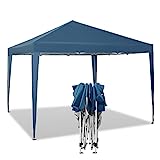 WOLTU Pabellón de Jardín Cenador Plegable Pérgola Cuadrada con Diseño Pop Up Carpa con Cubierta Tela Oxford Hecho de Tubos Metales, 3x3 m, Altura Ajustable para Camping y Playa, Azul PVL0002bl