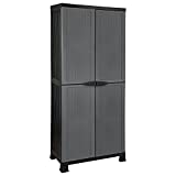 Orion91 - Armario de Resina Alto Almacenaje, Uso Exterior e Interior, Jardín y Terraza, 3 Baldas, 2 Puertas, 70kg Carga Máxima, Dimensiones 39x68x171cm (Largo x Ancho x Alto), Color Gris o Negro