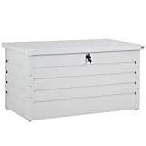 Gardebruk Baúl Metálico 120x62x63cm 360L Blanco Cajón de Jardín máx.100Kg Arcón de Acero Cerradura