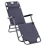 Outsunny Tumbona Inclinable Acero Plegable con Almohada Playa Camping Piscina Hamaca 178x60x29cm Gris