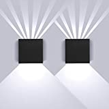 SISVIV 2 x 8W Lampara de Pared Interior Exterior LED IP65 Impermeable Luz de Pared Moderna Aplique Ajustable para Balcón Dormitorio Pasillo Blanco Frío 6000K