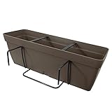 Art Plast Lolego Fly Square Jardinera 60 cm con escuadra de fijación Cuadrada, Gris