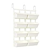 Desconocido Maceta de Pared Vertical para jardín, Maceta Colgante montada en la Pared con 8 Bolsillos y Estante, Transpirable e Impermeable, Juego de Patio de Pared de Flores (Blanco)
