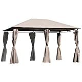 Outsunny Cenador con Techo al Aire Libre Gazebo Pabellón Exterior con Pared Lateral Cenador Carpa de Jardín 4x3x2.74m Marco de Acero para Fiesta Eventos