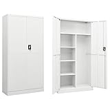 Gecheer Armario de Taquilla con 2 Puertas y 4 Estantes Armario Multifunción Organizador de Almacenamiento de Acero Blanco 90x40x180 cm