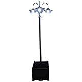 Outsunny Farol Solar de Jardín con 18 Luces LED Blanca Fría 6000K Impermeable IP44 Sensor de Noche y Base de Maceta Farola de Exterior para Camino Terraza Patio 60x55x189 cm Negro