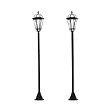 Outsunny 2 Farolas Solares de Jardín con 2 Luces LED Blanca 3500K Impermeable IP44 Sensor de Noche Set de 2 Farolas de Exterior para Camino Terraza Patio 18,5x18,5x129 cm Negro