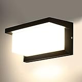 Lightess 18W Apliques de Pared Exterior Lámpara de Pared LED Impermeable IP66 Luz de Aluminio Iluminación para Balcón, Jardín, Porche, Camino, Patio, Negro (blanco neutro)