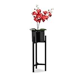 Relaxdays Soporte (Incluye Maceta, Metal, 60 x 21,5 cm), Color Negro, 1 Unidad