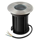 URing Foco led para empotrar en el suelo para GU10, IP67 Foco empotrable para suelo redondo, 230V foco exterior transitable para césped, plataforma, balcones, 30cm cable preinstalado, Ø11x12cm