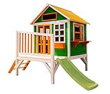 MASGAMES | Casita FLAM elevada | Versión con Plataforma de 60 cm de Altura y tobogán | Uso doméstico | para Exterior |