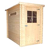 TIMBELA Casa de Almacenamiento jardín 144x239x198 cm/2.63m2 - Caseta para Exterior jardín - Cobertizo de Madera pequeño - Techo, Ventana M306