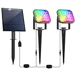 NATPOW Foco Solar Exterior para JardÃ­n, Luces Led Exterior Solares 2 en 1, Luz Solar Jardin Impermeable IP65, Foco Solar Auto-ON/OFF para Ãrboles, Patio, Sendero de JardÃ­n (RGB)