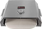 Caja para pizza Activa de acero inoxidable, accesorio para pizza de aprox. 44,5 x 13 x 35,5 cm, horno de pizza con indicador de temperatura piedra de aprox. 33,5 x 27,5 cm