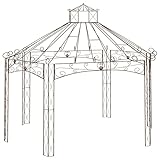 Atlojoys Pérgola de jardín, Carpas para Terraza Bares, Pergolas Y Cenadores, Pérgola, marrón Antiguo 558x350x408 cm Hierro