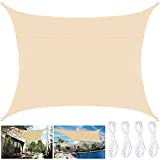 Amzeeniu Toldo Vela de Sombra Rectangular 2x3m Protección UV, Toldo con Protección Solar,Toldo de Vela Solar para Jardín Oxford a Prueba de Impermeable para Exteriores Patio Terraza Balcón,Crema