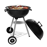 SunJas Barbacoas de Carbón y Leña con Ruedas,BBQ Barbacoa Portátil con Parrilla para 4-6 Personas para Jardín,Picnic,Camping,Fiesta(43x43x70cm)