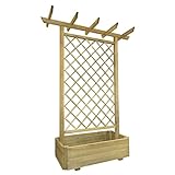 vidaXL PГ©rgola de JardГ­n Enrejada y Jardinera Porche Patio Terraza Cenador Plantas Flores BalcГіn Duradera 162x56x204 cm Madera de Pino