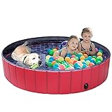 Piscina para Mascotas Plegable, Piscina para Niños, Piscinas Perros Prandes, PVC Antideslizante y Resistente al Desgaste, Adecuado para Interior Exterior al Aire Libre,Rojo (120x 30cm)