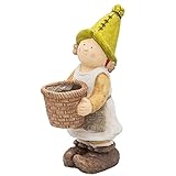 Wichtelstube-Kollektion Figura de jardÃ­n XL Julia como jardinero con maceta, figuras decorativas para el jardÃ­n, resistentes a la intemperie, para exteriores, con macetero
