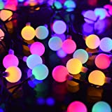 12M Guirnaldas Luces Solar, 120 LED Globos Solares Colores Luz IP54 Impermeable Para Exteriores ,Navidad, Terraza Sombrillas, Jardin, Ventana, Interior, Exterior, Año nuevo Fiesta, Decoracion