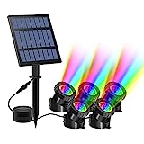 T-SUN Luces solares para estanques, 5 luces para estanques Lámpara sumergible 30 LED Proyector de luz RGB Cambio de color IP65 Foco solar impermeable para jardín al aire libre Patio Iluminación.
