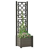vidaXL Jardinera con Enrejado Pérgola Arriate Macetero Caja de Flores Bandeja Plantas Jardín Porche Decoración Patio Estable PP Gris Antracita