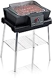 Severin SEVO GS Barbacoa eléctrica con base para uso interior y exterior, Parrilla de pie con arranque rápido hasta 500 °C, opción de cocción lenta, Acero inoxidable/Negro PG 8119